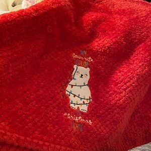Red Kids Blanket with Bear Design